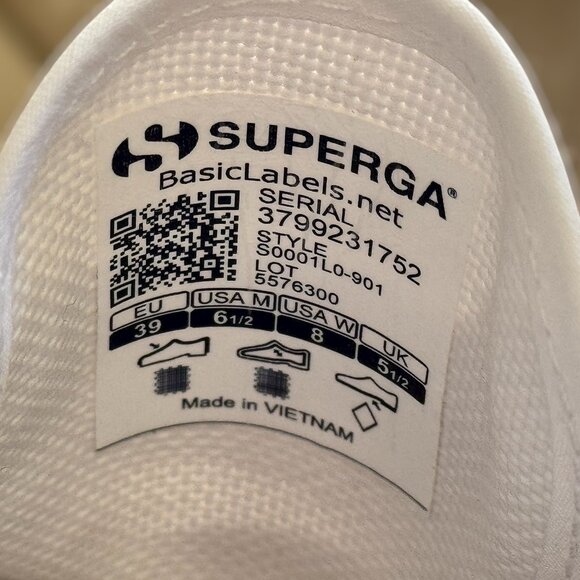 NEW IN BOX Superga 2790 A COTW White Canvas Platform Sneaker Womens US 8 EU 39 - Picture 4 of 12